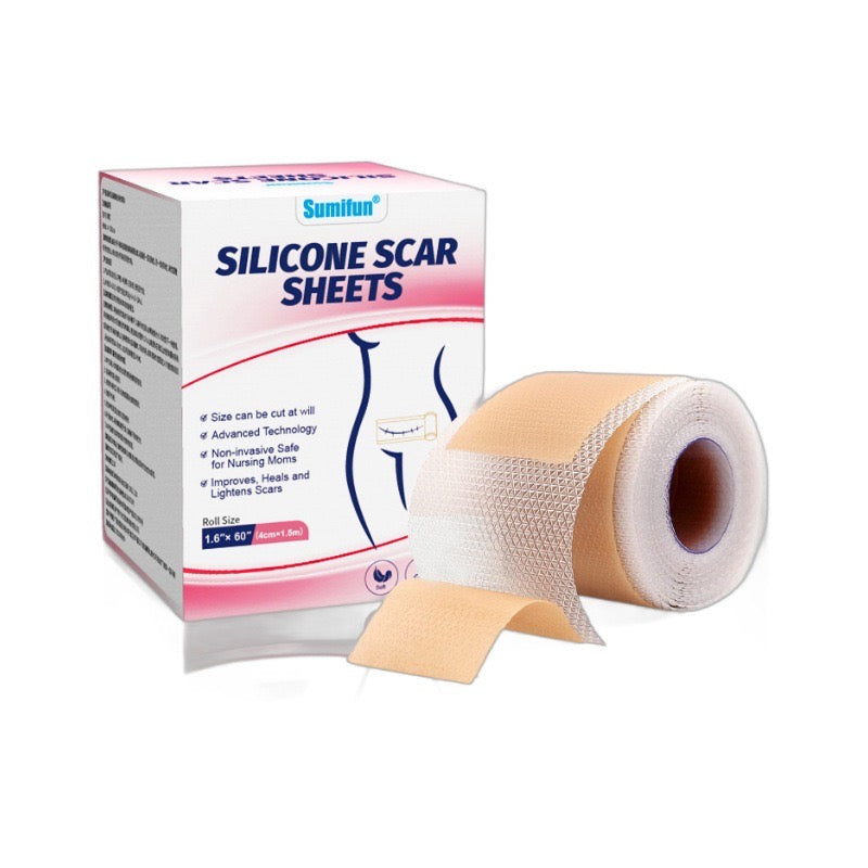 Silicone Scar Sheets (4*150cm, Brown color) | Scar Repair Tapes for New & Old Scars and Stretch Marks