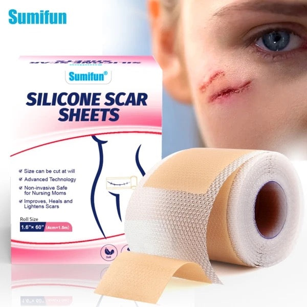 Silicone Scar Sheets (4*150cm, Brown color) | Scar Repair Tapes for New & Old Scars and Stretch Marks