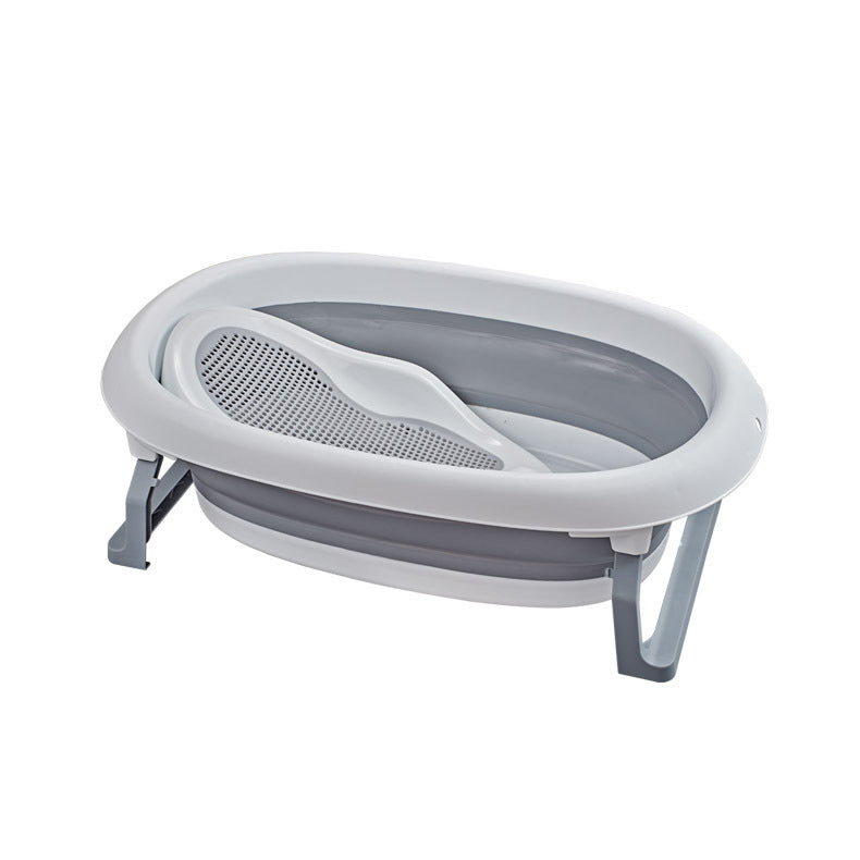 TENBABE 4-in-1 Baby Foldable Bathing Set with Bathtub, Bath Rack, Bucket, and Water Ladle.