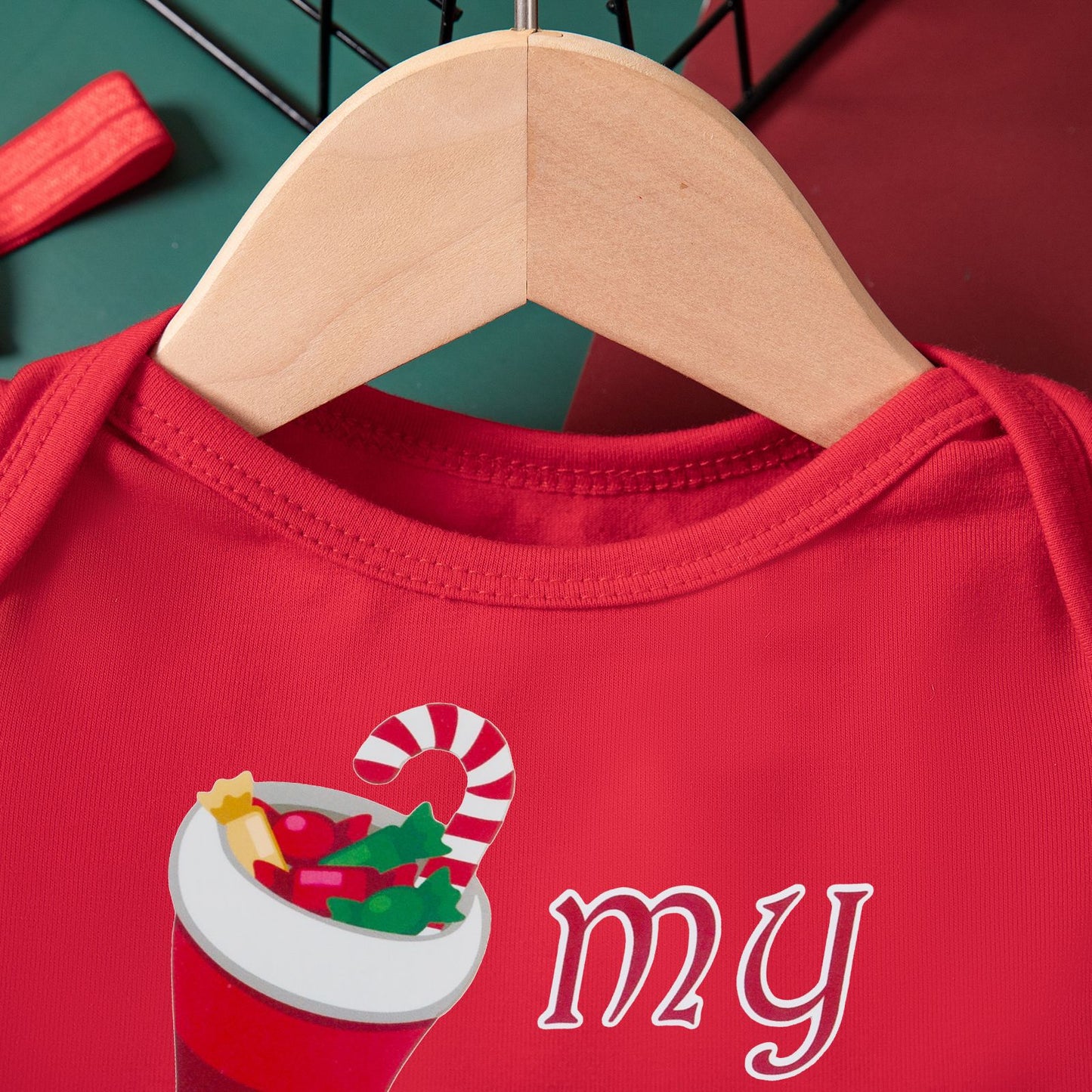 2-Piece "My 1st Christmas" Outfit Set for Girls with Long-Sleeve Romper Dress and Headband