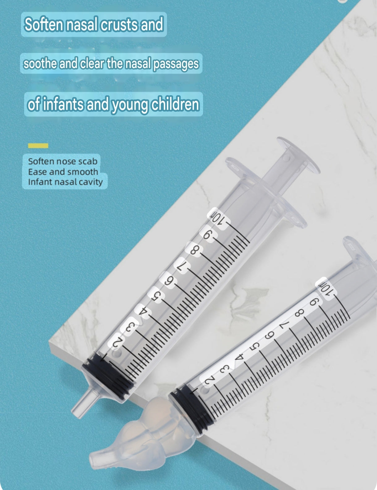 Syringe-Style Baby Nasal Irrigators (10ml) | Silicone Nose Cleaner Syringe for Babies, Toddlers and Infants