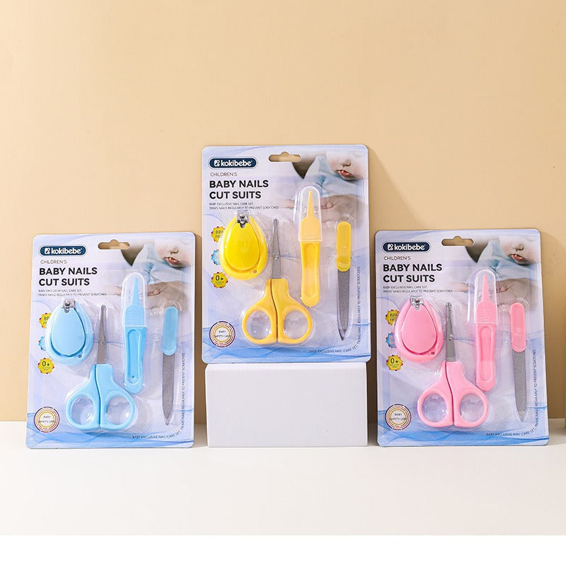 4-Piece Baby Nails Care Set with Nail Clippers, Nail Scissors, Nail File, and Nasal Tweezers | Manicure Set for Babies