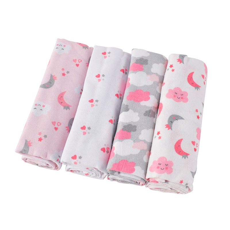 4-Piece Soft Baby Swaddle Blanket Pack (0-1 year, 4 blankets per pack, 76×76cm) | Newborn Flannel and Receiving Blanket Set
