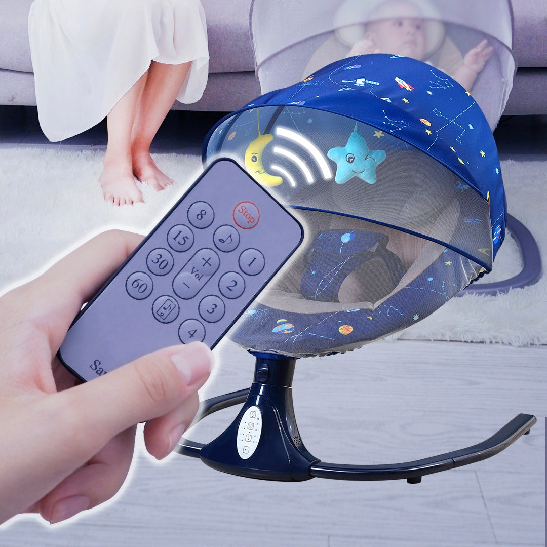 Smart Electric Baby Swing and Rocking Chair with Remote Control and Mosquito Net (0-18 months) | Baby Electric Cradle