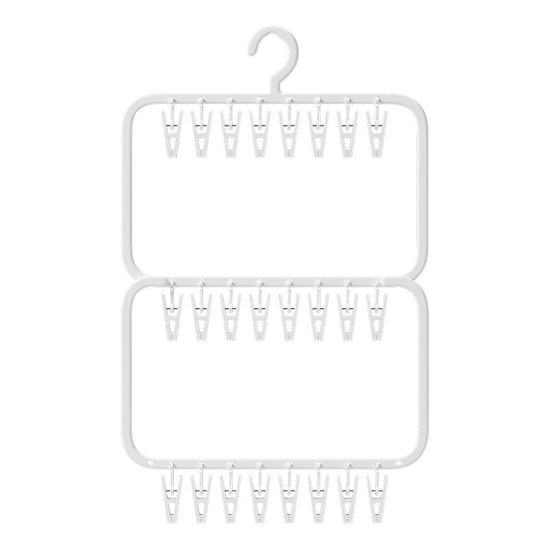 Rectangular Multi-Tier Clothes Drying Hanger with Clips (18 and 26 Clips) | Space-Saving Underwear and Socks Organizer