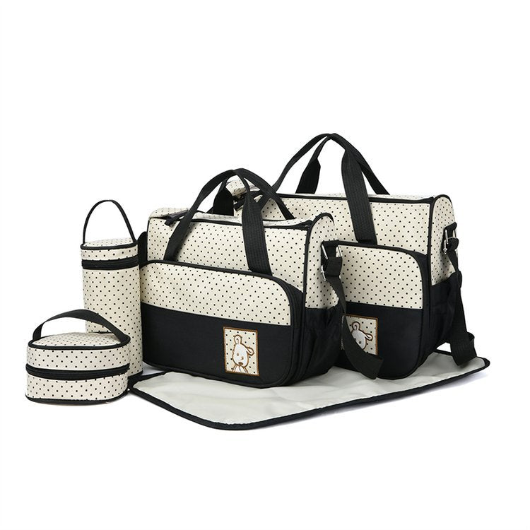 5-in-1 Diaper Bag Set with Large Bag, Small Bag, Bottle Bag, Food Bag, and Diaper Changing Pad