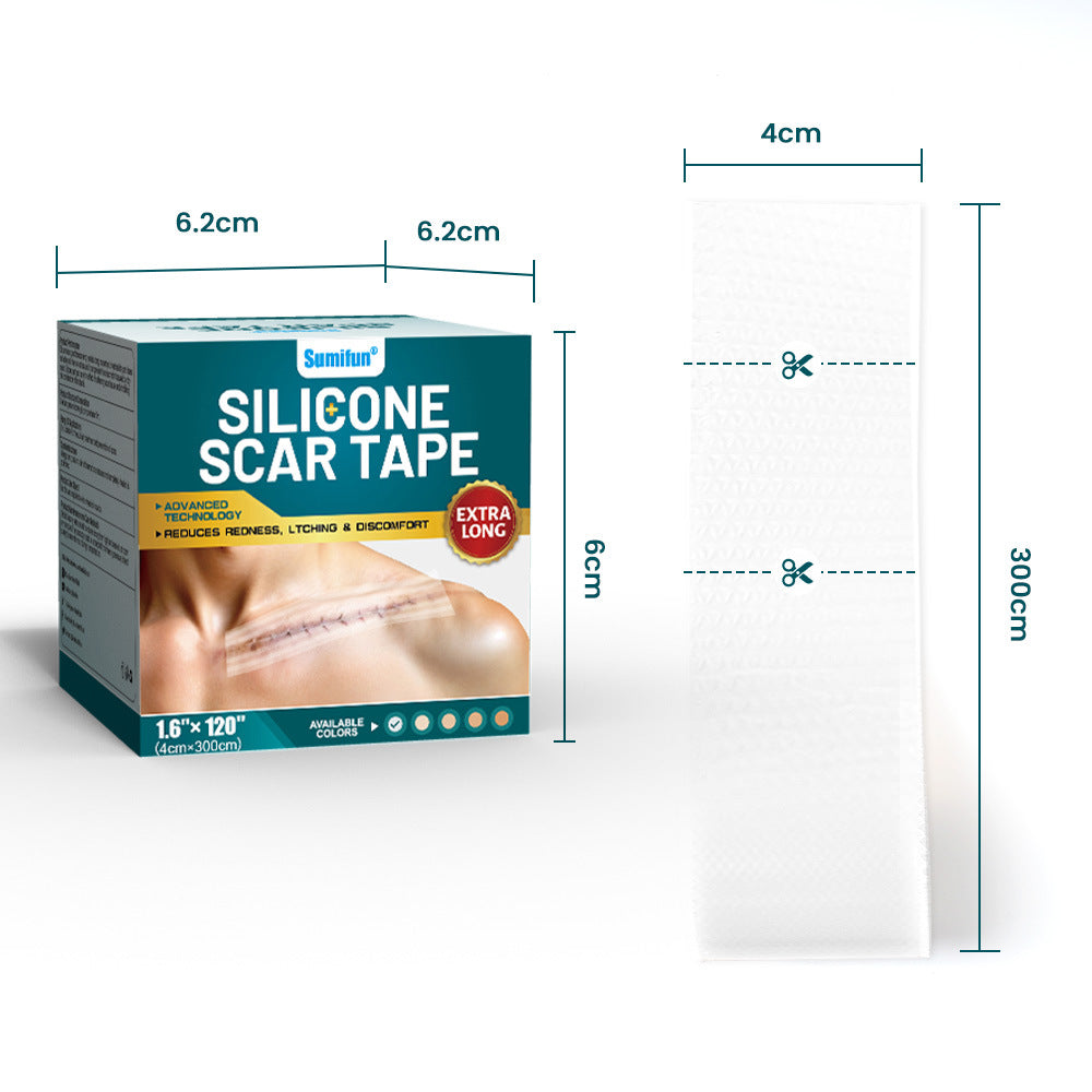 Silicone Scar Tape (Extra long, 4×300cm, White color) | Scar Repair Sheet for New & Old Scars and Stretch Marks