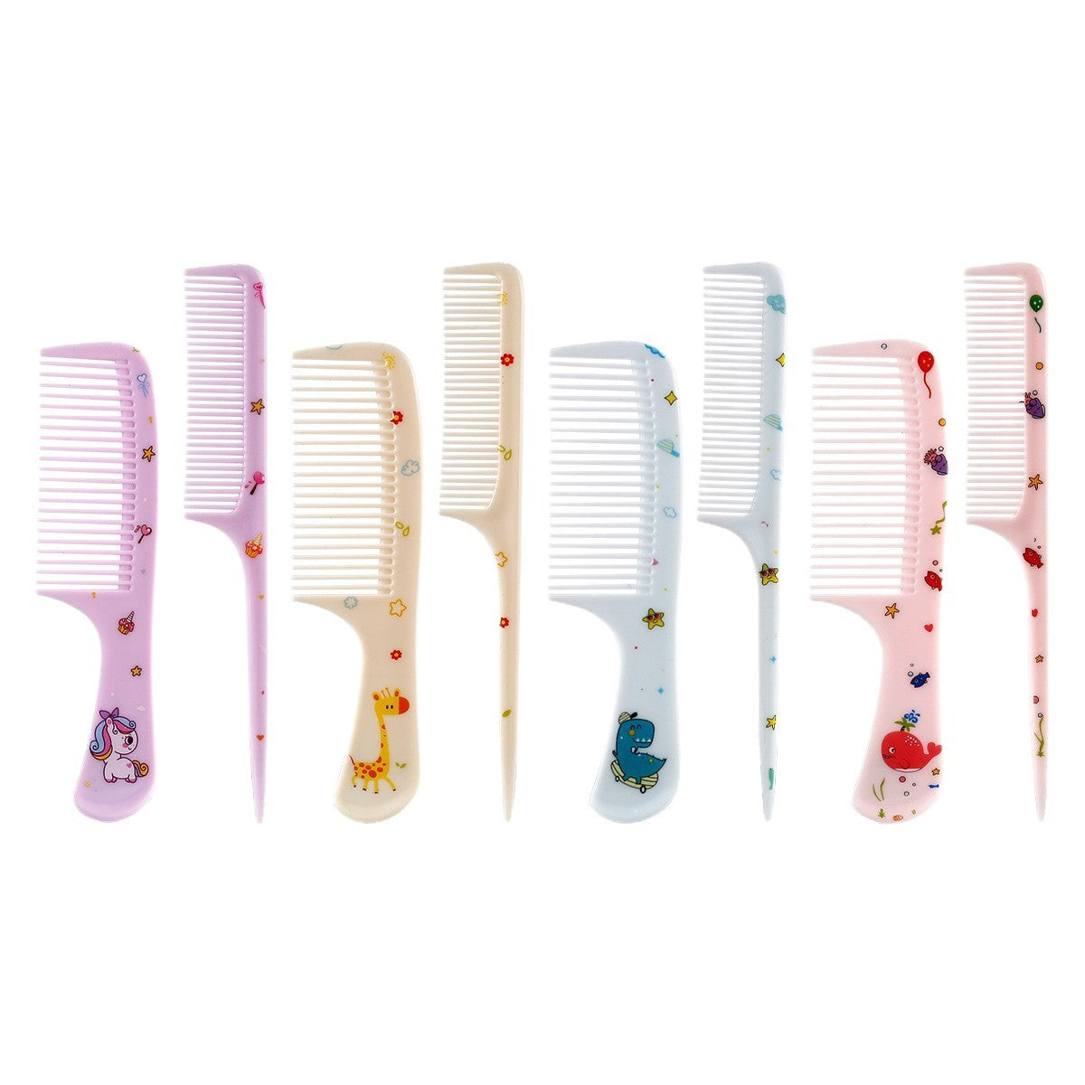 2-Piece Cartoon-Designed Comb Set with Wide Comb and Tail Comb | Cute Fine-Toothed Hair Styling Combs