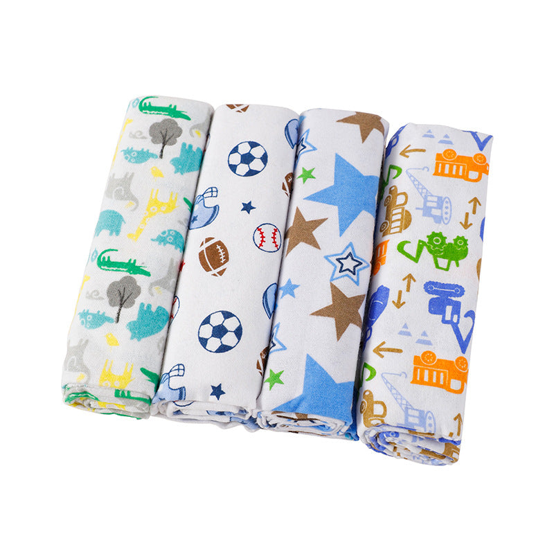 4-Piece Soft Baby Swaddle Blanket Pack (0-1 year, 4 blankets per pack, 76×76cm) | Newborn Flannel and Receiving Blanket Set