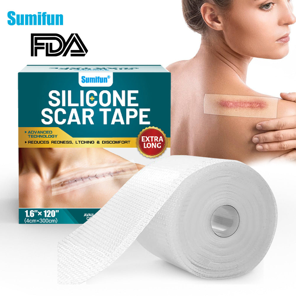 Silicone Scar Tape (Extra long, 4×300cm, White color) | Scar Repair Sheet for New & Old Scars and Stretch Marks