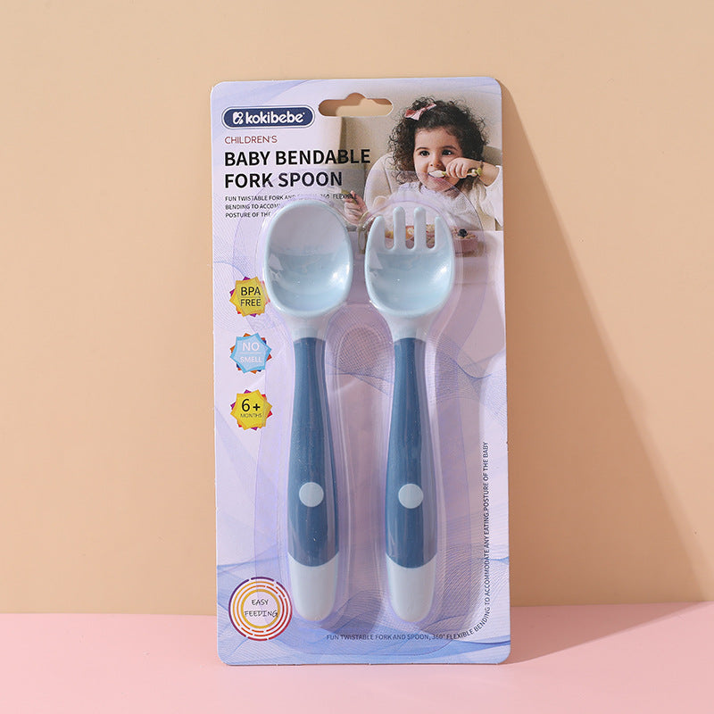 Bendable Baby Spoon and Fork Set | Silicone Cutlery Training Set for Babies