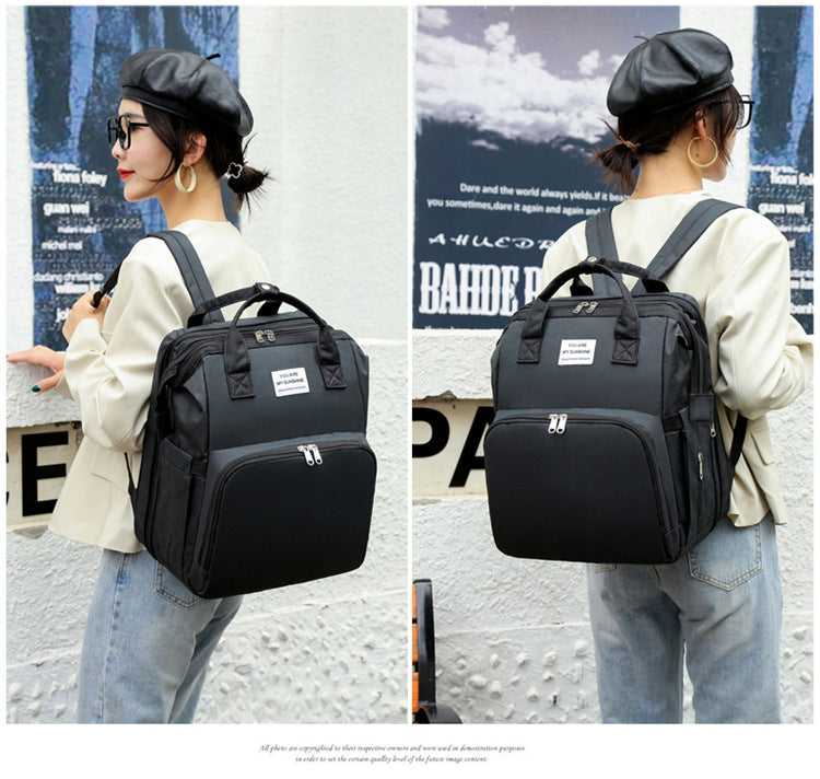 3-in-1 Convertible Diaper Bag Backpack with Crib, Changing Mat and Bottle Pockets | Mummy Bag with Built-in Foldable Bed