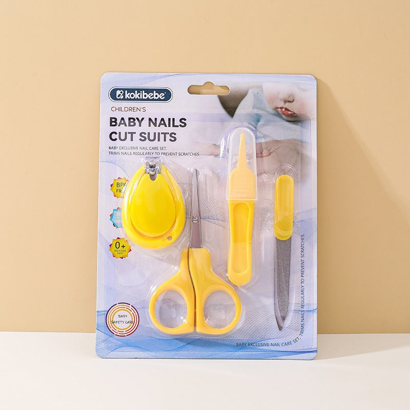 4-Piece Baby Nails Care Set with Nail Clippers, Nail Scissors, Nail File, and Nasal Tweezers | Manicure Set for Babies