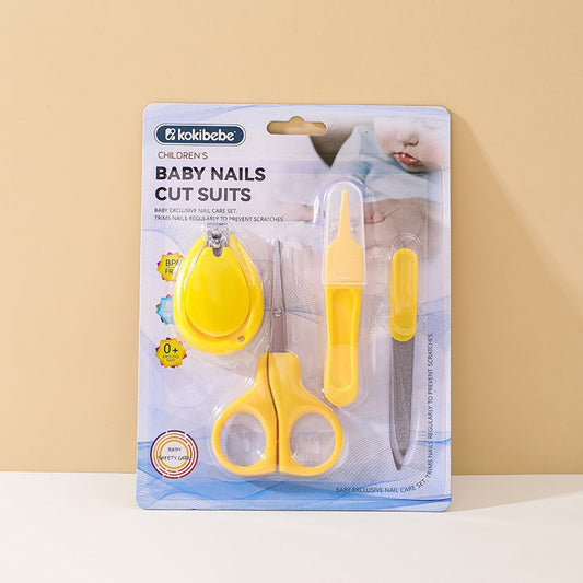 4-Piece Baby Nails Care Set with Nail Clippers, Nail Scissors, Nail File, and Nasal Tweezers | Manicure Set for Babies