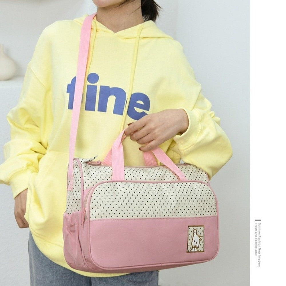 5-in-1 Diaper Bag Set with Large Bag, Small Bag, Bottle Bag, Food Bag, and Diaper Changing Pad