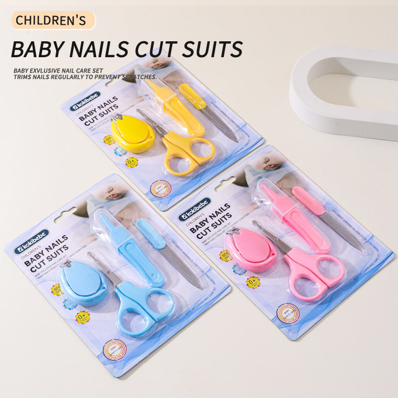 4-Piece Baby Nails Care Set with Nail Clippers, Nail Scissors, Nail File, and Nasal Tweezers | Manicure Set for Babies