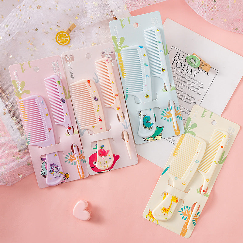 2-Piece Cartoon-Designed Comb Set with Wide Comb and Tail Comb | Cute Fine-Toothed Hair Styling Combs