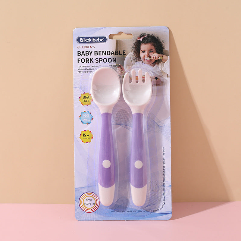 Bendable Baby Spoon and Fork Set | Silicone Cutlery Training Set for Babies