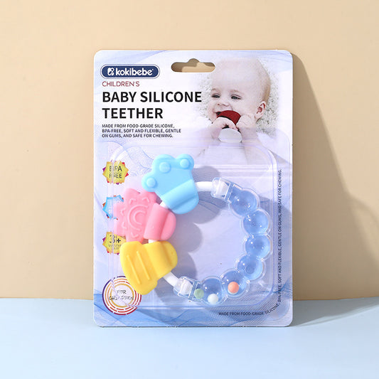 BPA-Free Baby Silicone Teether (3+ months) | Baby Teether Ring for Gum Massage and Comfort