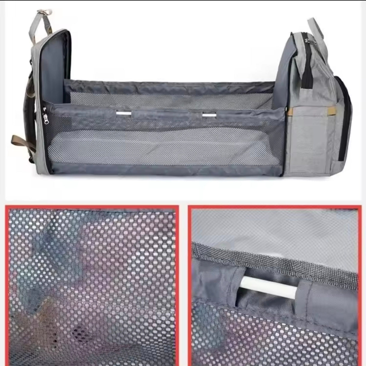 3-in-1 Convertible Diaper Bag Backpack with Crib, Changing Mat and Bottle Pockets | Mummy Bag with Built-in Foldable Bed