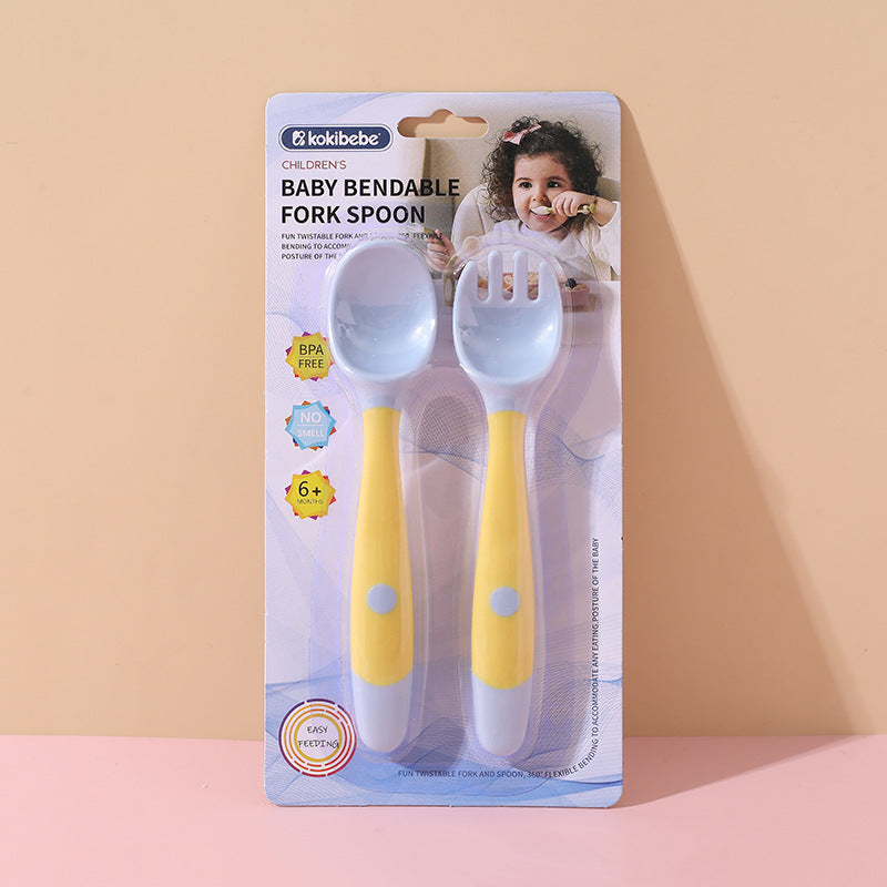 Bendable Baby Spoon and Fork Set | Silicone Cutlery Training Set for Babies