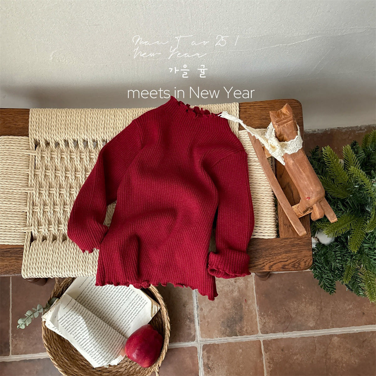 Baby Long-Sleeve Ribbed Knit Top | Baby Knitted Inner Sweater