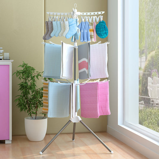 3-Tier Space-Saving Rotating Laundry Dryer Stand with 24 Pegs (170cm high, 10 rotating arms) | Foldable Stainless-Steel Rack for Drying Clothes