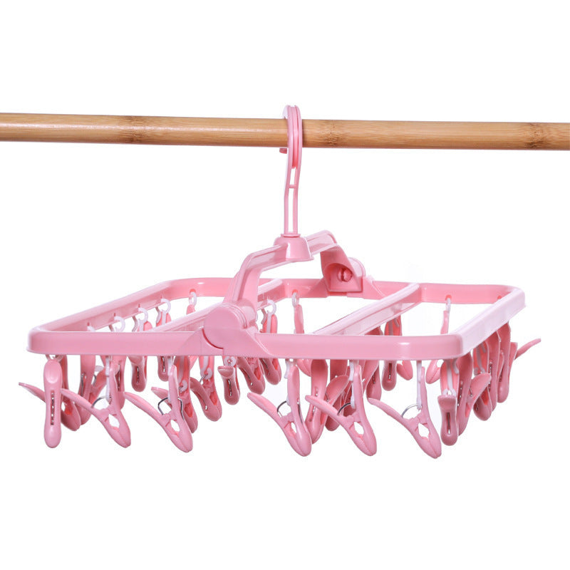 32-Clip Foldable Drying Hanger with 360° Rotating Hook | Rectangular Space-Saving Drying Rack