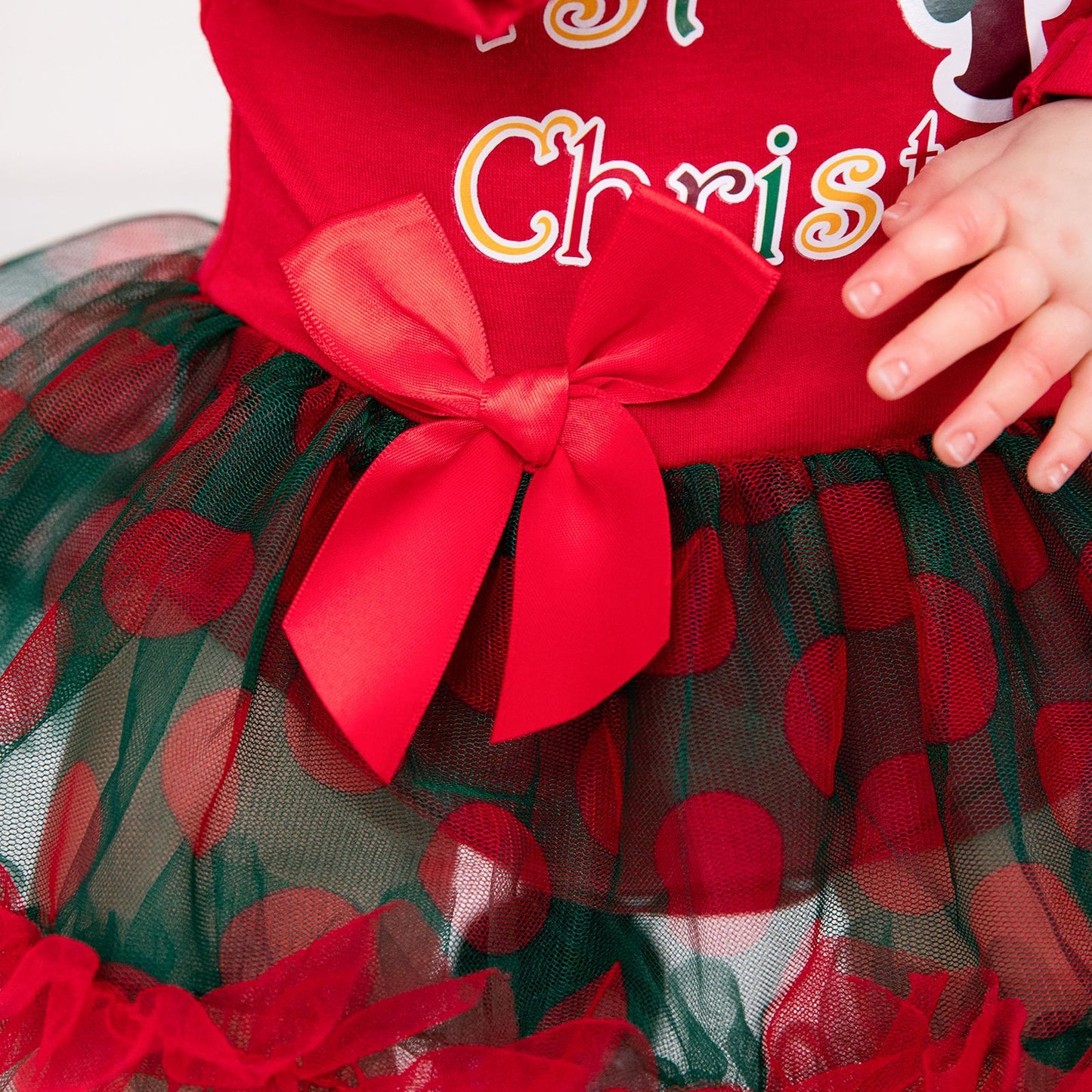 2-Piece "My 1st Christmas" Outfit Set for Girls with Long-Sleeve Romper Dress and Headband