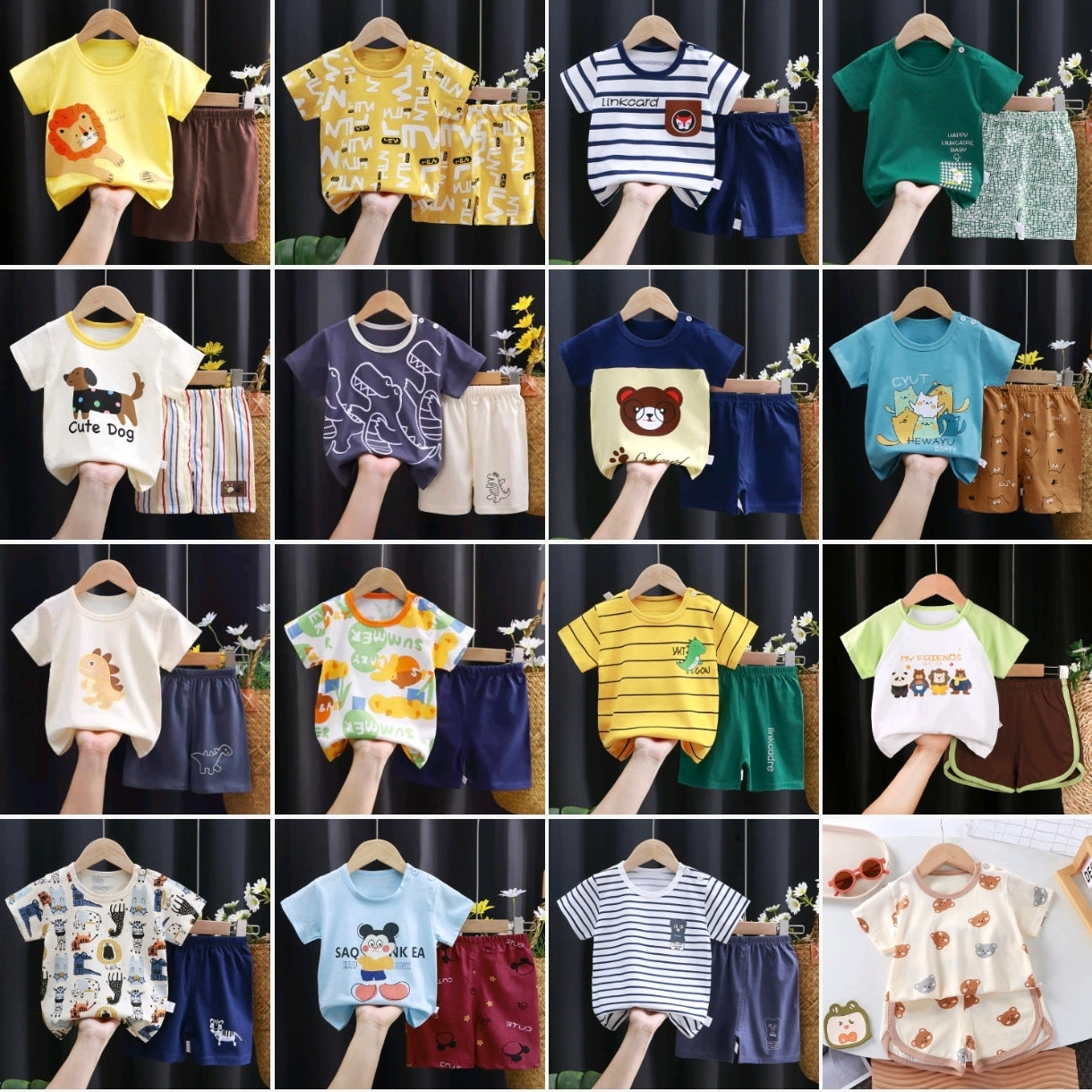 2-Piece Baby Short-Sleeve Outfit Set with T-Shirt and Shorts | Soft Cotton Outdoor Wear for Boys and Girls