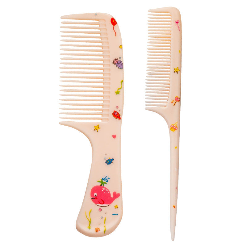 2-Piece Cartoon-Designed Comb Set with Wide Comb and Tail Comb | Cute Fine-Toothed Hair Styling Combs