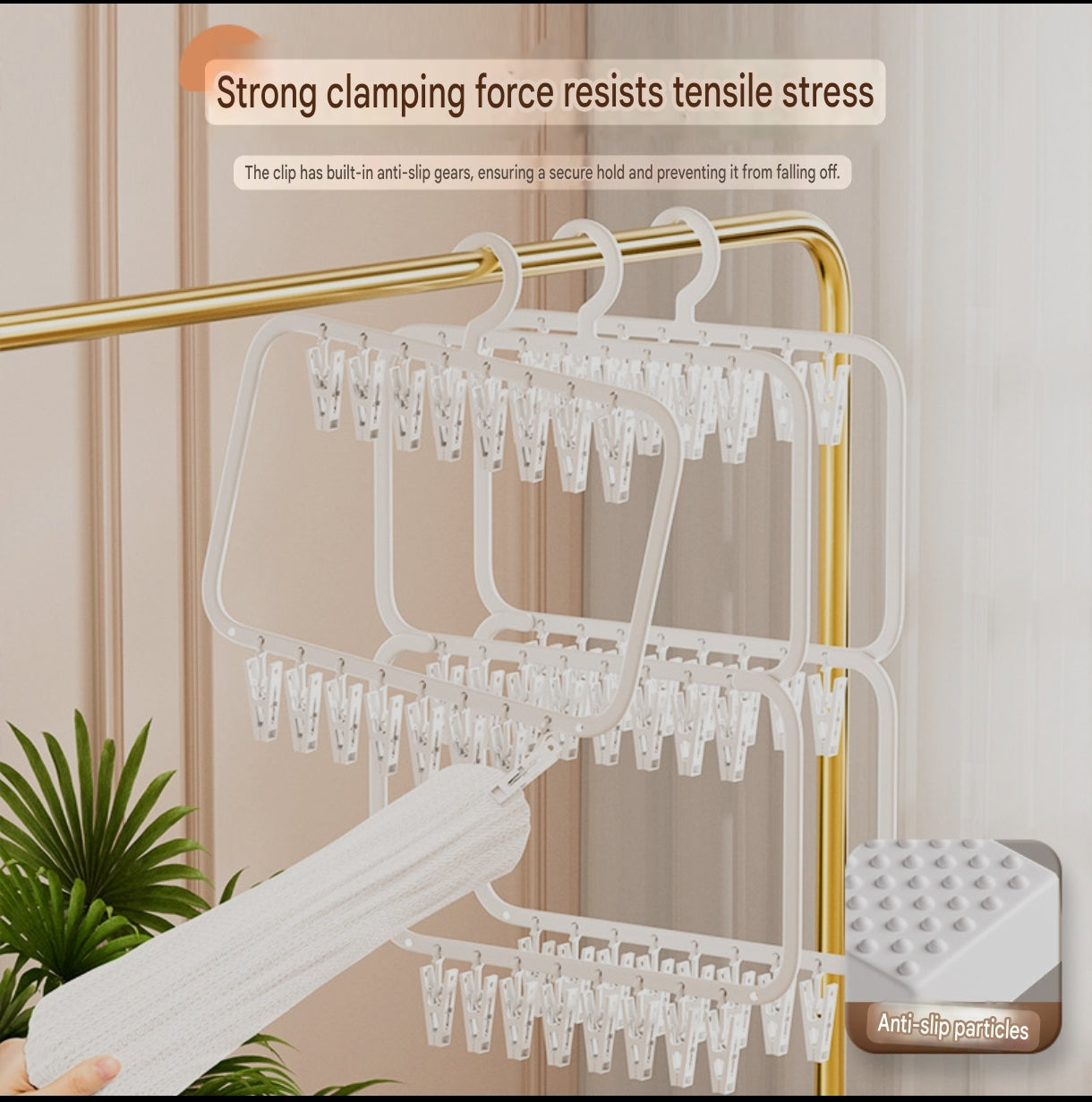 Rectangular Multi-Tier Clothes Drying Hanger with Clips (18 and 26 Clips) | Space-Saving Underwear and Socks Organizer