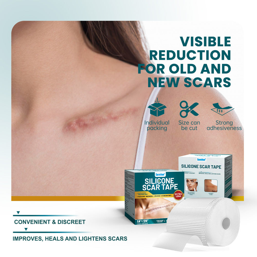 Silicone Scar Tape (Extra long, 4×300cm, White color) | Scar Repair Sheet for New & Old Scars and Stretch Marks