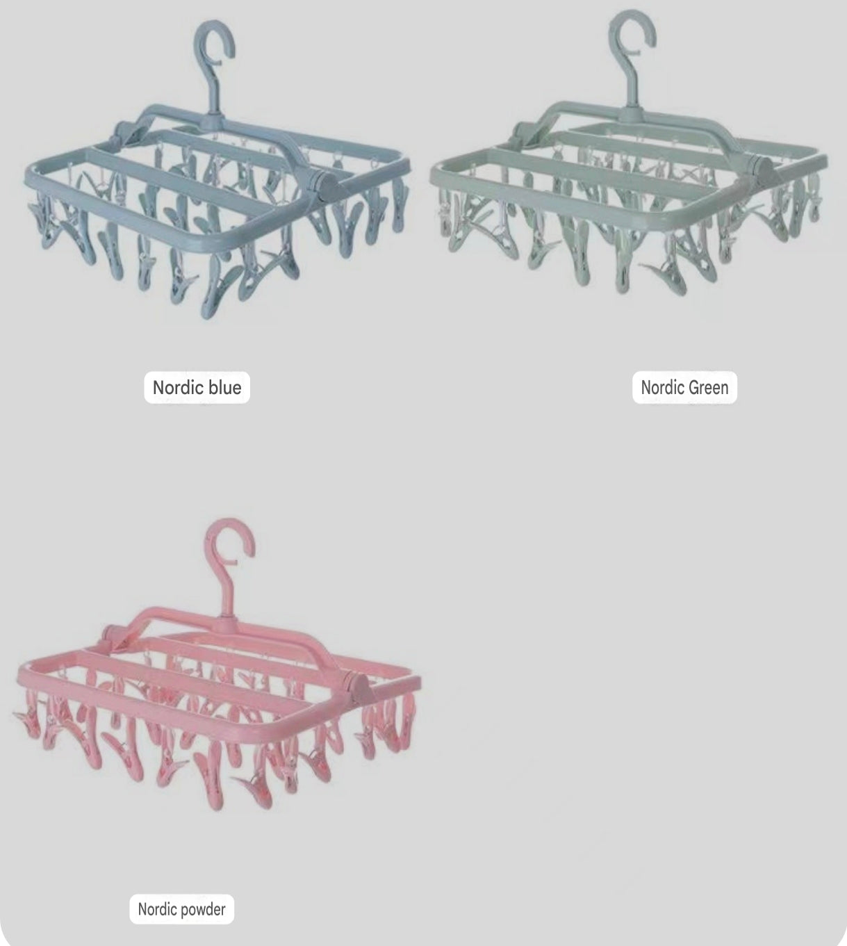 32-Clip Foldable Drying Hanger with 360° Rotating Hook | Rectangular Space-Saving Drying Rack