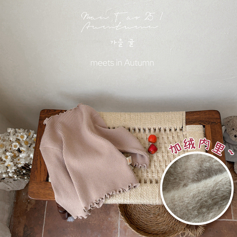 Baby Long-Sleeve Ribbed Knit Top | Baby Knitted Inner Sweater