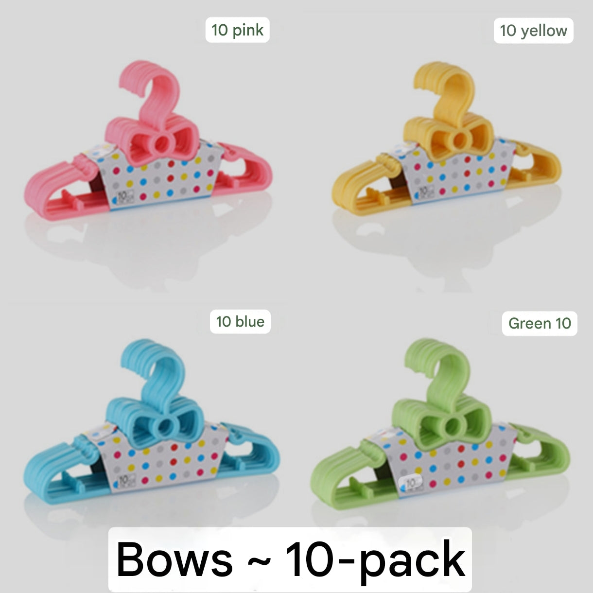 Bow-Knot Plastic Hanger for Babies and Kids Clothes (0-4 years, 10 pieces per pack)