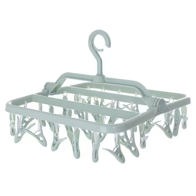 32-Clip Foldable Drying Hanger with 360° Rotating Hook | Rectangular Space-Saving Drying Rack
