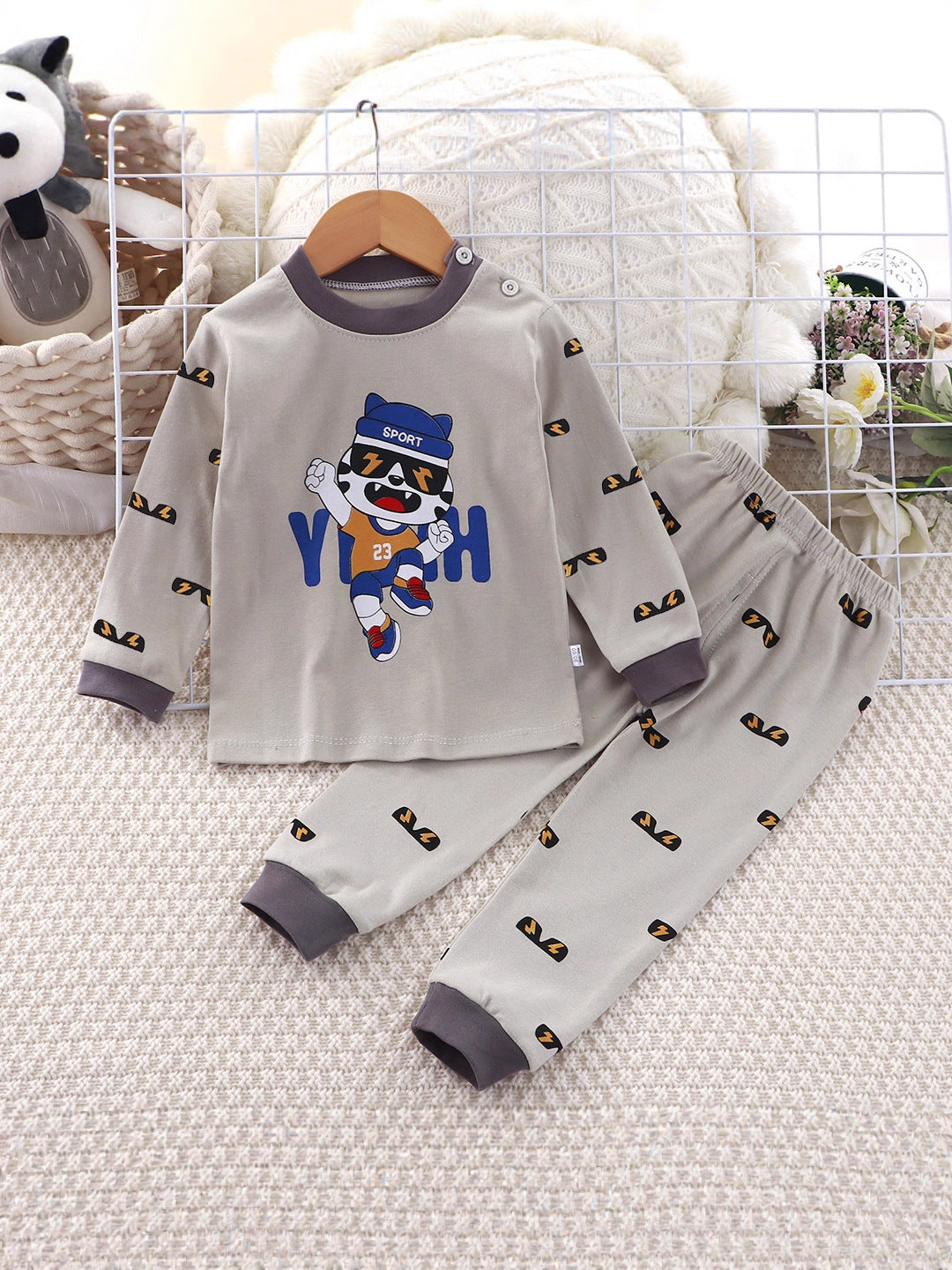 2-Piece Pajamas Set with Long-Sleeve Top and Pants for Boys and Girls | Adorable Soft Cotton Nightwear and Sleepwear Set