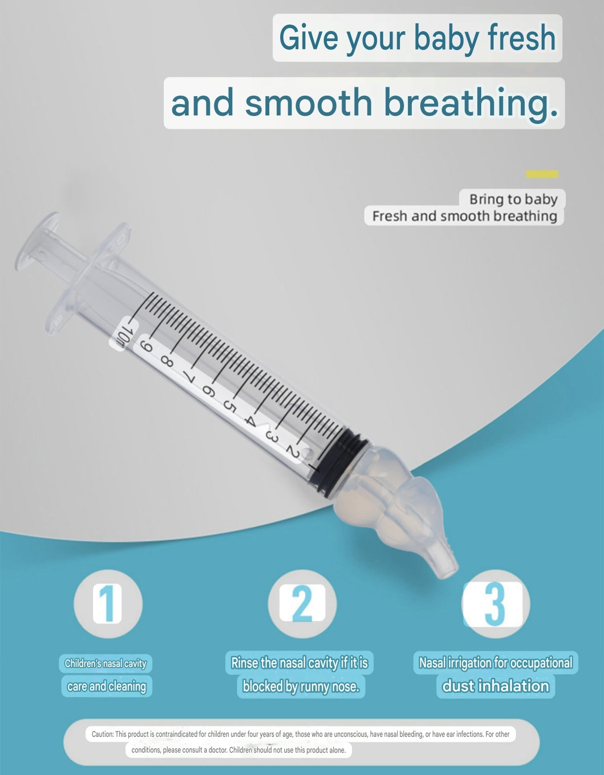 Syringe-Style Baby Nasal Irrigators (10ml) | Silicone Nose Cleaner Syringe for Babies, Toddlers and Infants