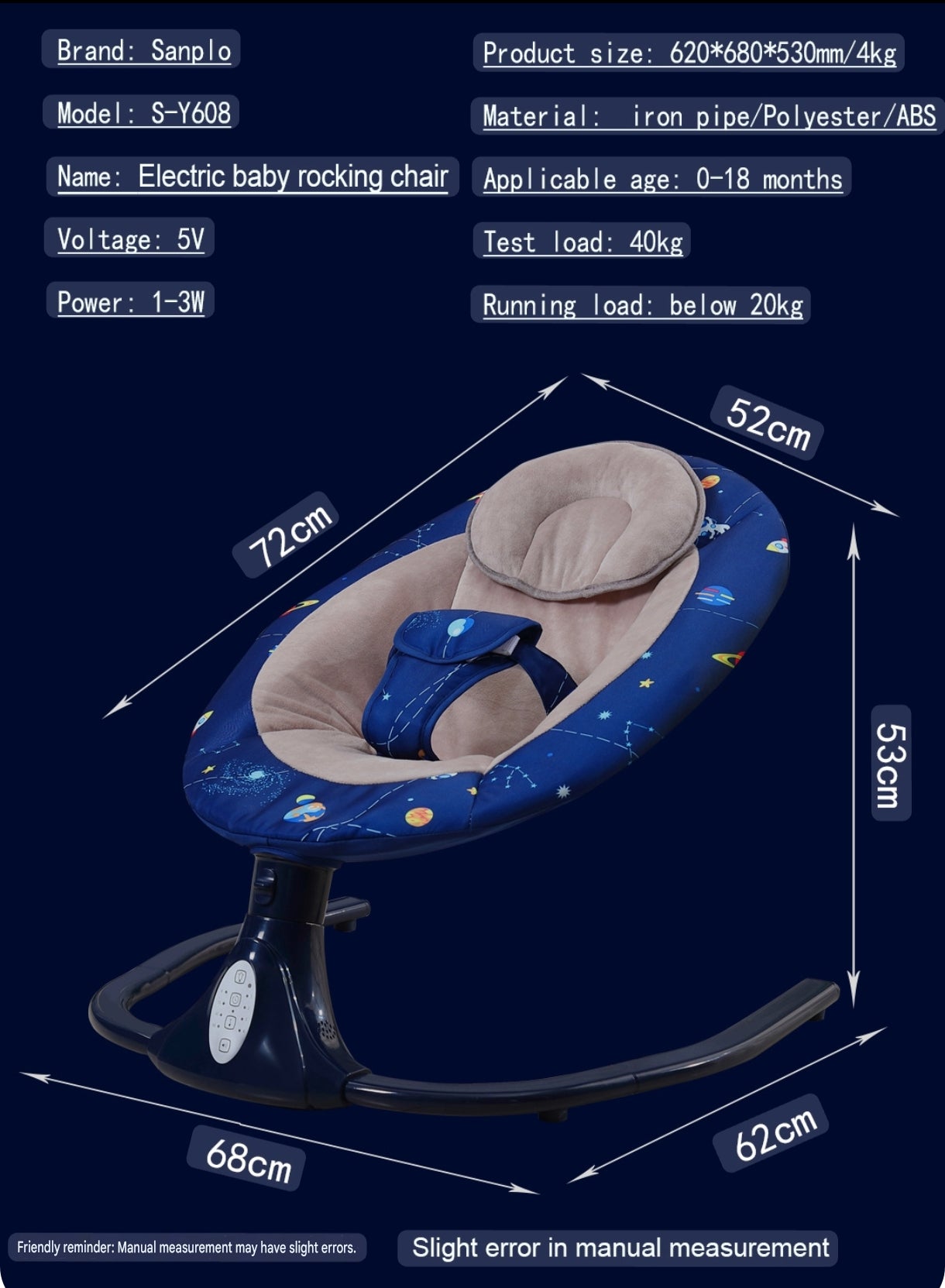 Smart Electric Baby Swing and Rocking Chair with Remote Control and Mosquito Net (0-18 months) | Baby Electric Cradle