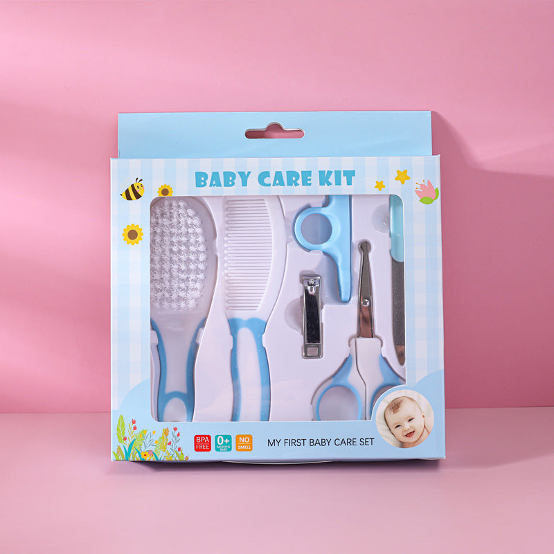 6-Piece Baby Care and Grooming Kit with Hair Brush, Comb, Safety Scissors, Nail Clipper, Nail File, and Nail Clipper Sheath