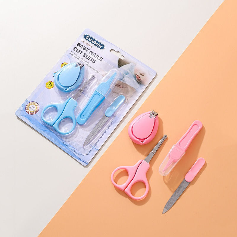 4-Piece Baby Nails Care Set with Nail Clippers, Nail Scissors, Nail File, and Nasal Tweezers | Manicure Set for Babies