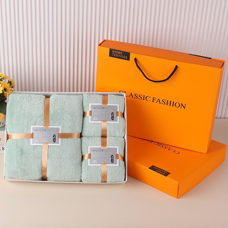 3-in-1 Soft Towel Set for Mother and Baby with Package Bag | Absorbent Coral Fleece Baby Bath Towels Gift Set