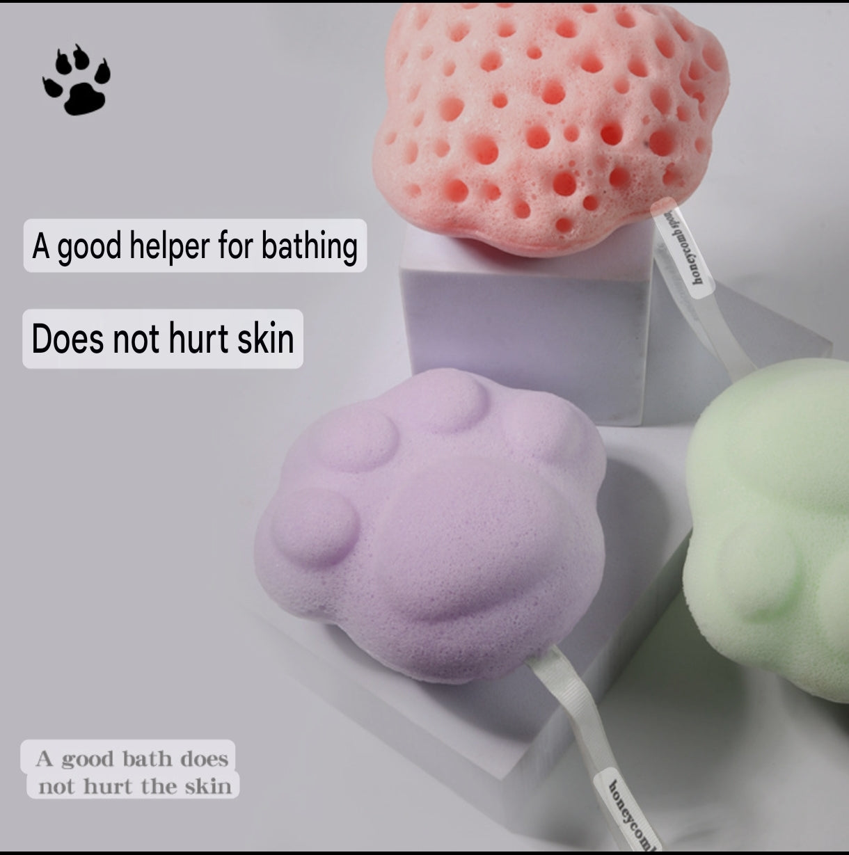 Cute Paw-Shaped 3D Baby Bath Sponge