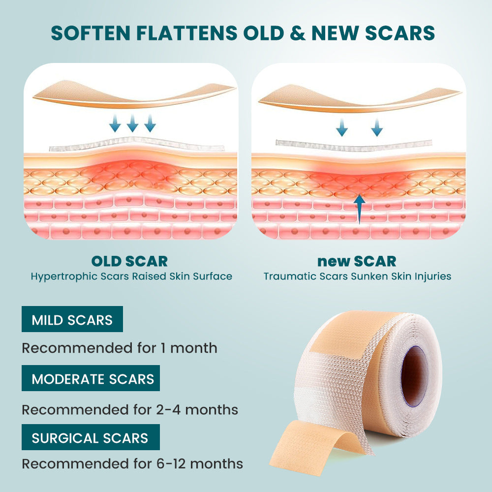 Silicone Scar Tape (2×100cm, Brown color) | Scar Repair Sheet for New & Old Scars and Stretch Marks