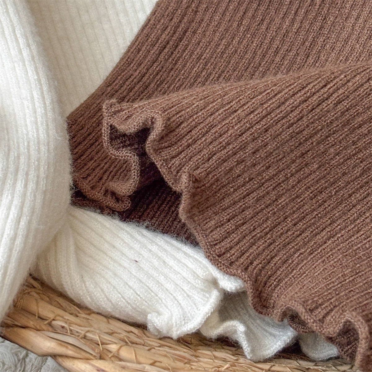 Baby Long-Sleeve Ribbed Knit Top | Baby Knitted Inner Sweater