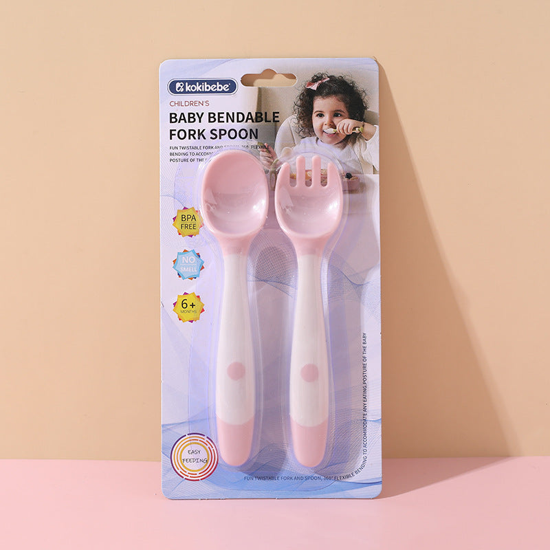 Bendable Baby Spoon and Fork Set | Silicone Cutlery Training Set for Babies
