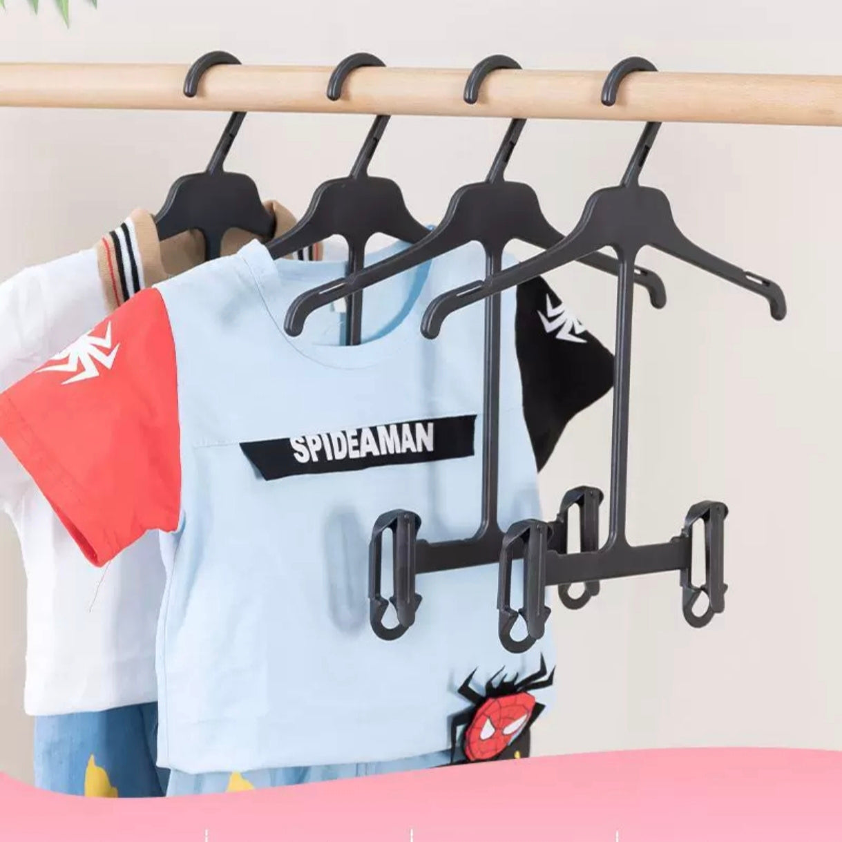 2-in-1 Children’s Clothes Set Hanger for Tops and Pants | Kids Suit and Outfit Hanger