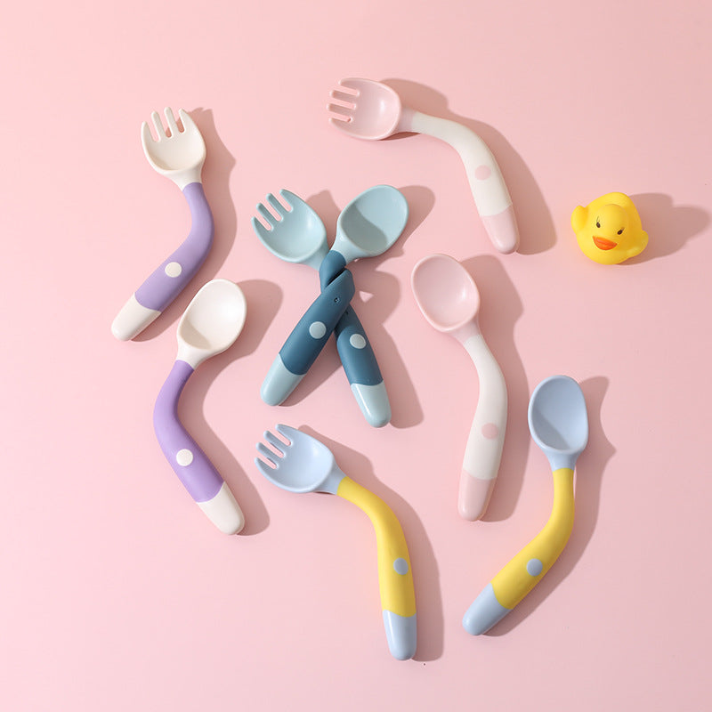 Bendable Baby Spoon and Fork Set | Silicone Cutlery Training Set for Babies