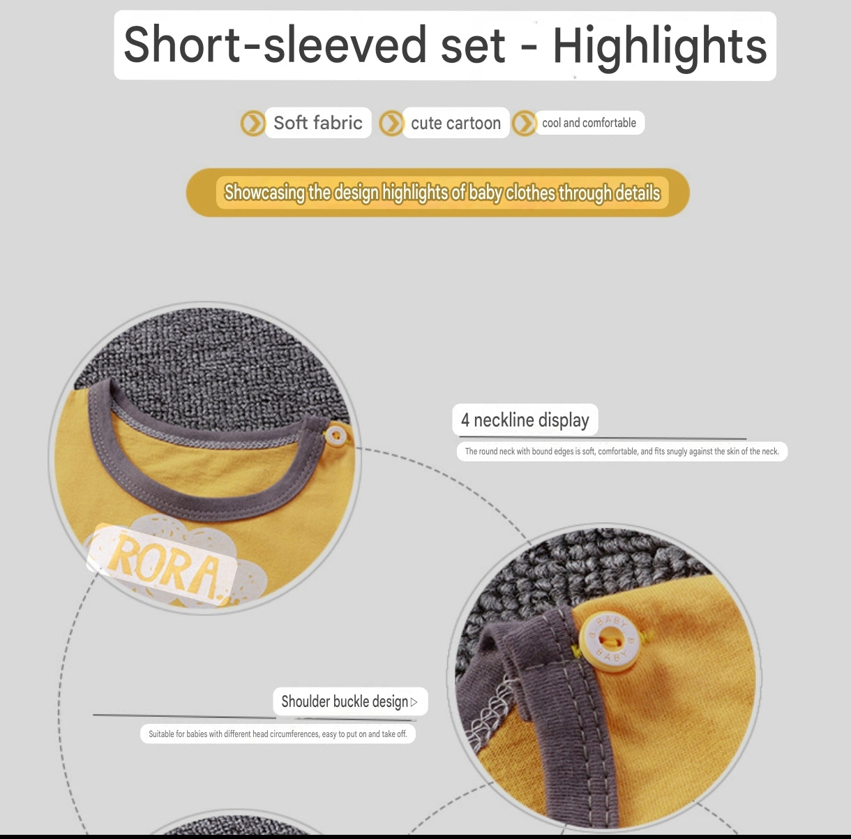 2-Piece Baby Short-Sleeve Outfit Set with T-Shirt and Shorts | Soft Cotton Outdoor Wear for Boys and Girls